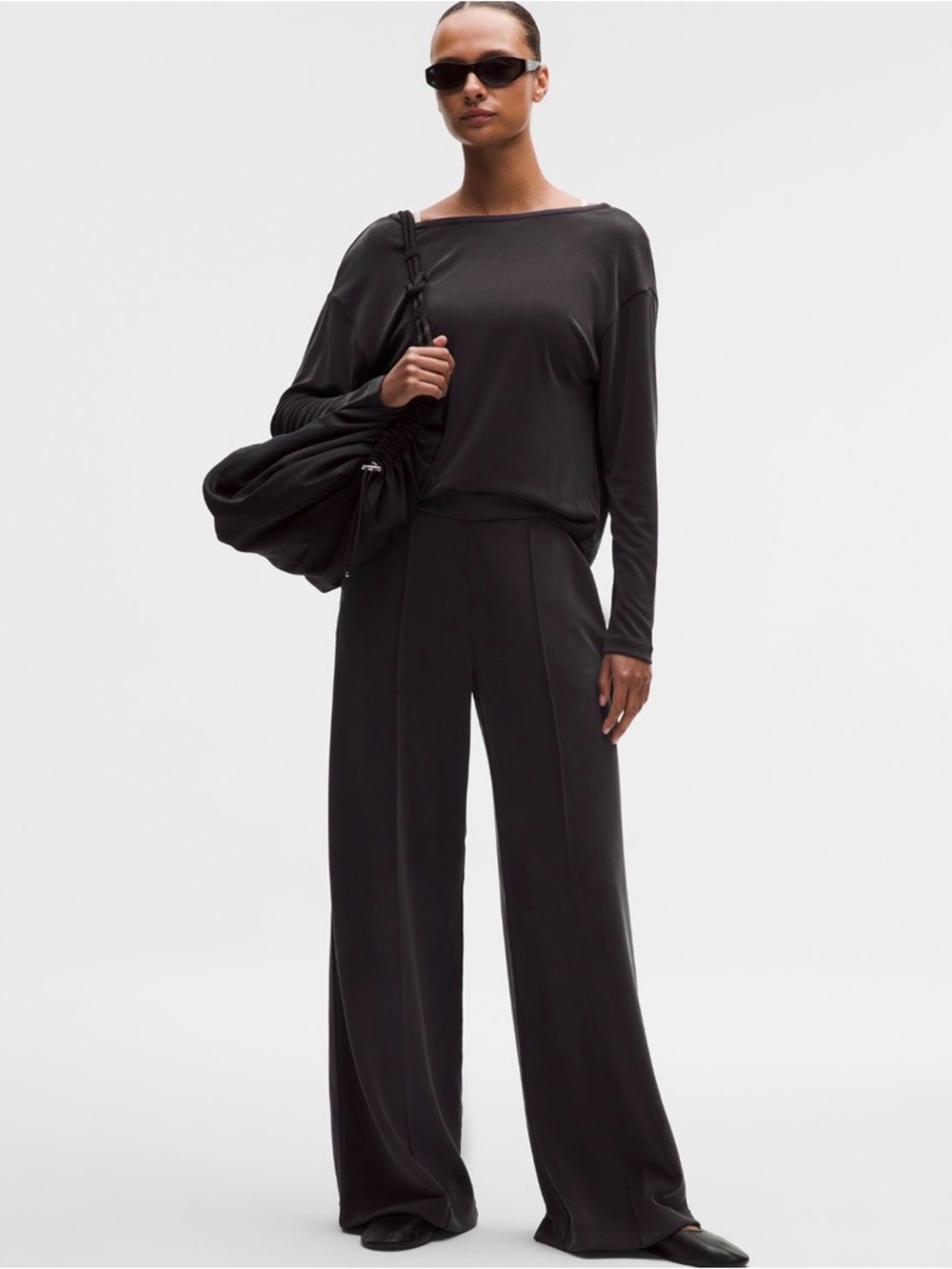 NWT Lululemon Softstreme Pintuck High-Rise Wide-Leg Pant Regular sz S black